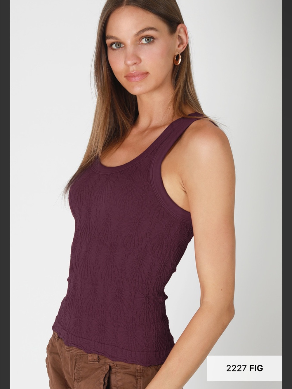 Nikibiki - Reversible Lace Textured Tank Top - Fig color BRAND NEW no tags